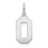 Small Satin Inlay Number 0 Charm Pendant in Real 14k White Gold