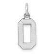 Small Satin Inlay Number 0 Charm Pendant in Real 14k White Gold
