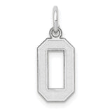 Small Satin Inlay Number 0 Charm Pendant in Real 14k White Gold