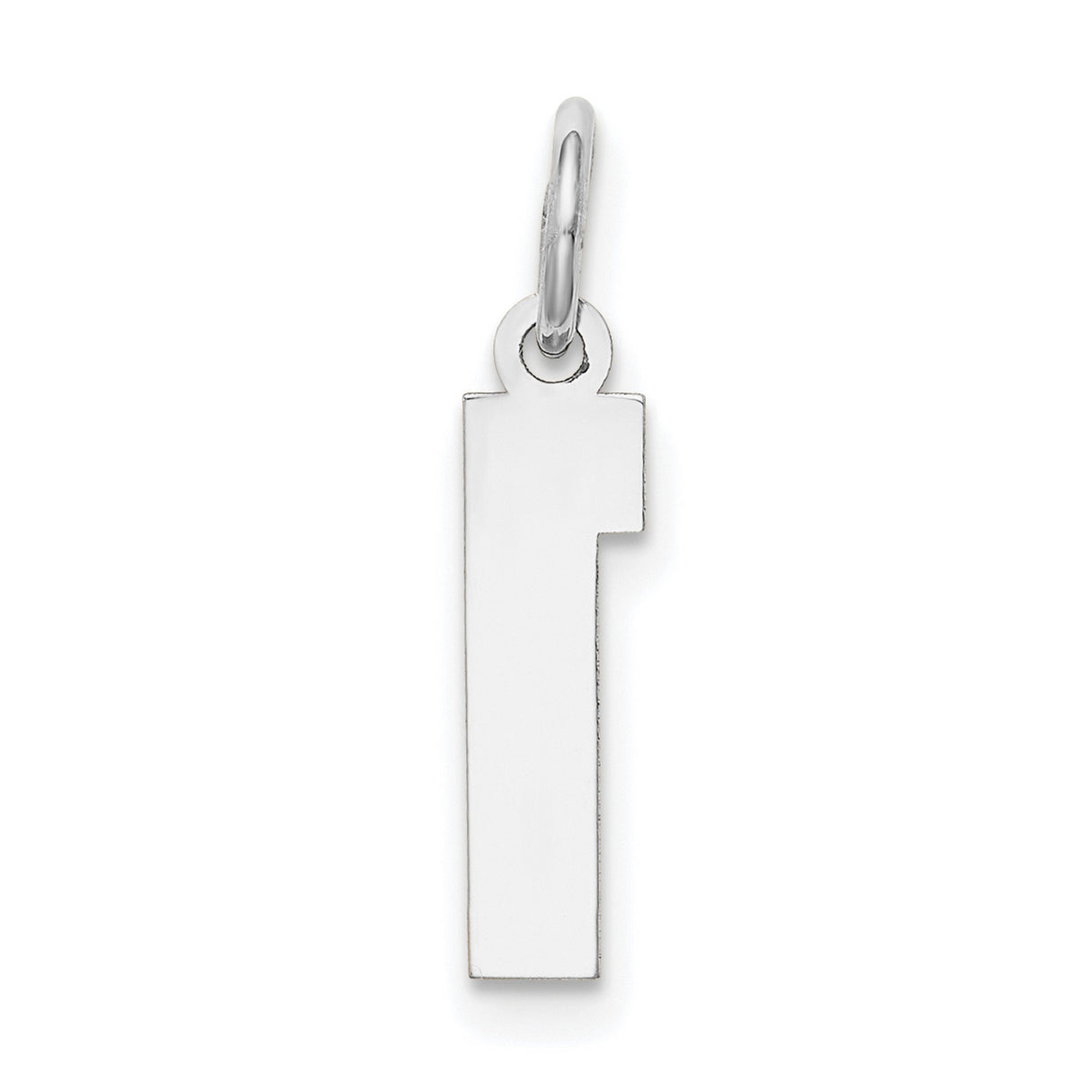 Small Satin Inlay Number 1 Charm Pendant in Real 14k White Gold