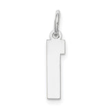 Small Satin Inlay Number 1 Charm Pendant in Real 14k White Gold