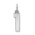 Small Satin Inlay Number 1 Charm Pendant in Real 14k White Gold