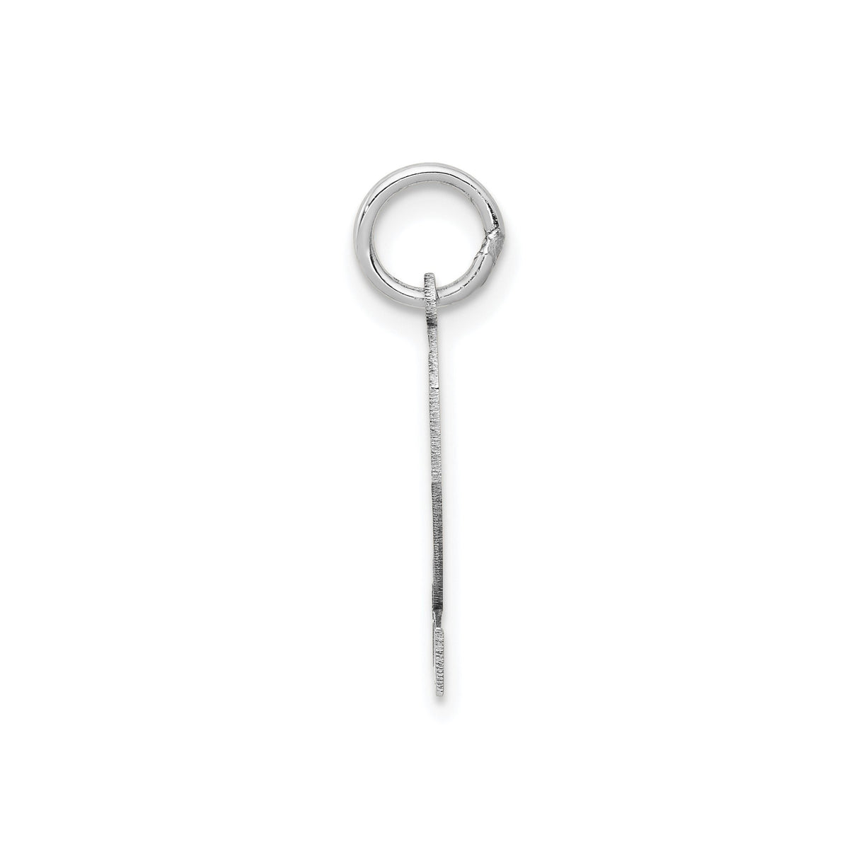 14k White Gold Number 2 Charm Pendant with Satin Inlay, Bold Block Font Design