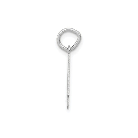 14k White Gold Number Four Pendant with Textured Interior, Minimalist Unisex Charm