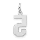 Small Satin Inlay Number 5 Charm Pendant in Real 14k White Gold