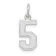 Small Satin Inlay Number 5 Charm Pendant in Real 14k White Gold