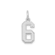 14k White Gold Number 6 Charm Pendant, Bold Block Numeric Design for Men or Women