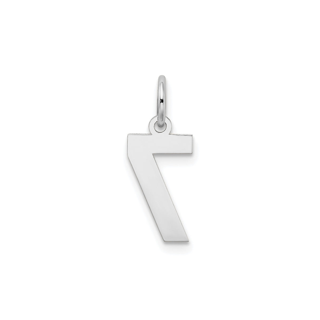 14k White Gold Number 7 Pendant Charm with Satin Finish and Polished Outline