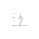 14k White Gold Number 7 Pendant Charm with Satin Finish and Polished Outline