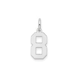 14k White Gold Number 8 Pendant, Bold Block Style Satin Finish Charm, Unisex Jewelry