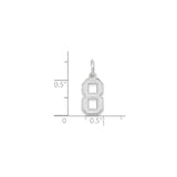 14k White Gold Number 8 Pendant, Bold Block Style Satin Finish Charm, Unisex Jewelry