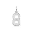14k White Gold Number 8 Pendant, Bold Block Style Satin Finish Charm, Unisex Jewelry