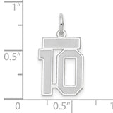 Small Satin Number 10 Charm Pendant in Real 14k White Gold