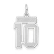 Small Satin Number 10 Charm Pendant in Real 14k White Gold