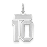Small Satin Number 10 Charm Pendant in Real 14k White Gold