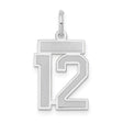 Small Satin Number 12 Charm Pendant in Real 14k White Gold