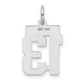Small Satin Number 13 Charm Pendant in Real 14k White Gold