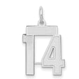 Small Satin Number 14 Charm Pendant in Real 14k White Gold