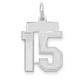 14k White Gold Number 15 Pendant Charm, Bold Jersey Style for Women or Unisex Wear