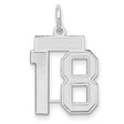 Small Satin Number 18 Charm Pendant in Real 14k White Gold