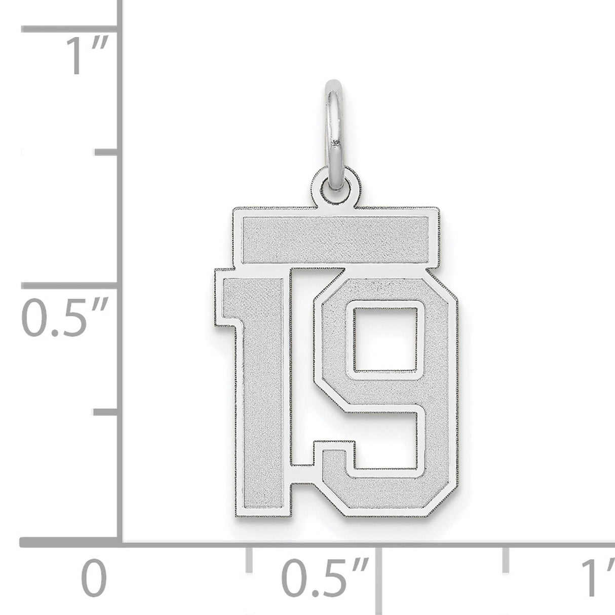 Small Satin Number 19 Charm Pendant in Real 14k White Gold