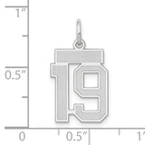 Small Satin Number 19 Charm Pendant in Real 14k White Gold