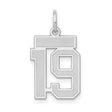 Small Satin Number 19 Charm Pendant in Real 14k White Gold