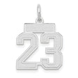 Small Satin Number 23 Charm Pendant in Real 14k White Gold