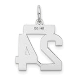 Small Satin Number 24 Charm Pendant in Real 14k White Gold