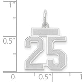 14k White Gold Number 25 Pendant, Bold Block Design Sports Charm, Unisex Jewelry