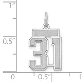 Small Satin Number 31 Charm Pendant in Real 14k White Gold