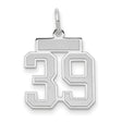 Small Satin Number 39 Charm Pendant in Real 14k White Gold