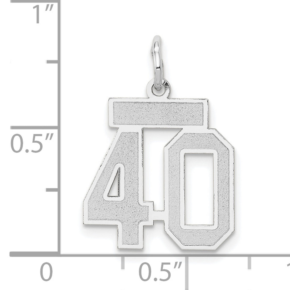 Small Satin Number 40 Charm Pendant in Real 14k White Gold