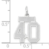 Small Satin Number 40 Charm Pendant in Real 14k White Gold