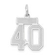 Small Satin Number 40 Charm Pendant in Real 14k White Gold