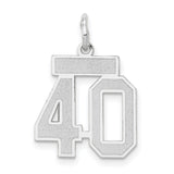Small Satin Number 40 Charm Pendant in Real 14k White Gold