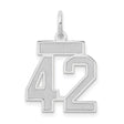 14k White Gold Number 42 Pendant, Polished and Textured Sports Charm for Men and Women