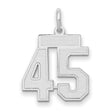 Small Satin Number 45 Charm Pendant in Real 14k White Gold
