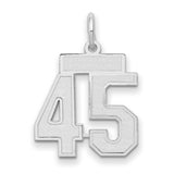 Small Satin Number 45 Charm Pendant in Real 14k White Gold