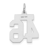 Small Satin Number 46 Charm Pendant in Real 14k White Gold