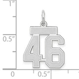 Small Satin Number 46 Charm Pendant in Real 14k White Gold