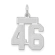 Small Satin Number 46 Charm Pendant in Real 14k White Gold