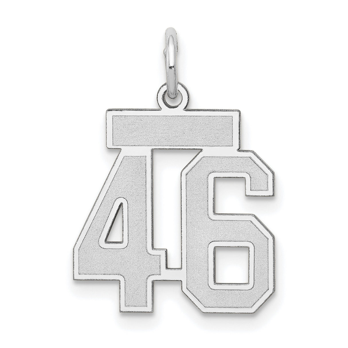 Small Satin Number 46 Charm Pendant in Real 14k White Gold