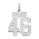 Small Satin Number 46 Charm Pendant in Real 14k White Gold