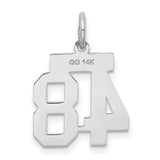 Small Satin Number 48 Charm Pendant in Real 14k White Gold