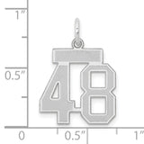 Small Satin Number 48 Charm Pendant in Real 14k White Gold