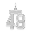 Small Satin Number 48 Charm Pendant in Real 14k White Gold