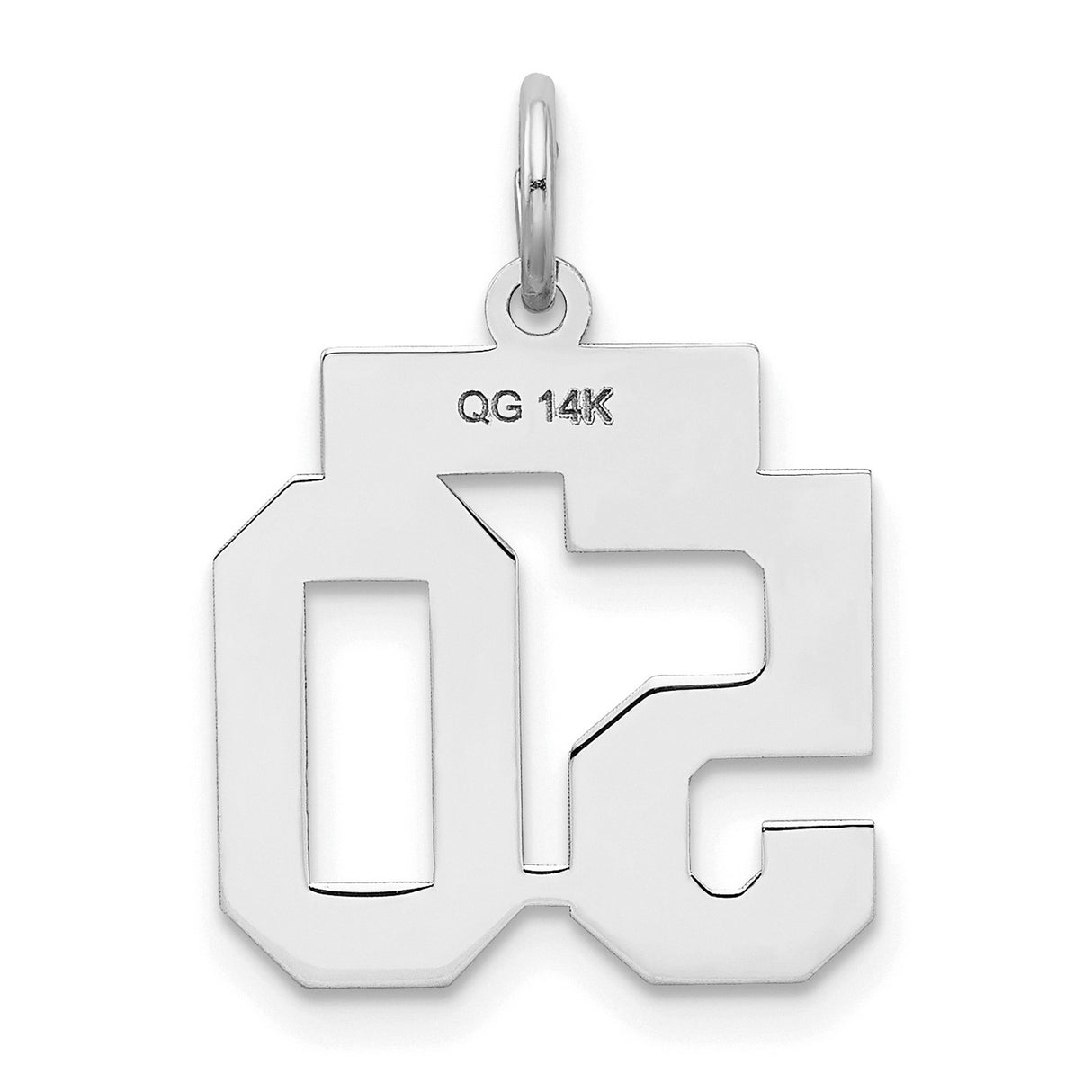 Small Satin Number 50 Charm Pendant in Real 14k White Gold