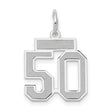Small Satin Number 50 Charm Pendant in Real 14k White Gold
