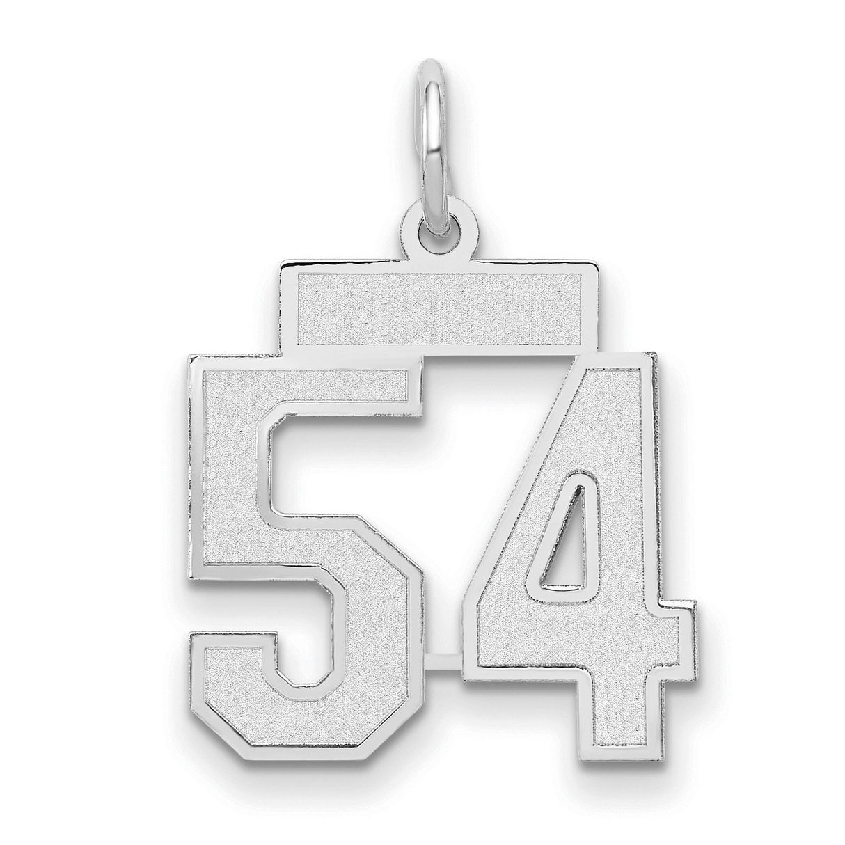 Small Satin Number 54 Charm Pendant in Real 14k White Gold